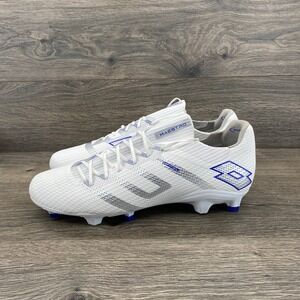 Lotto Maestro Mens Soccer Cleats White Blue Silver Firm Ground 221343 Size 10.5